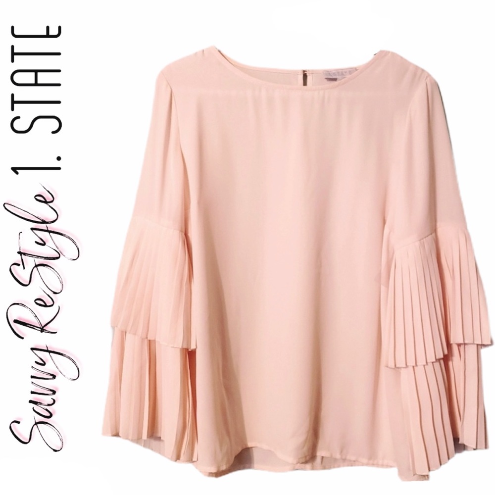 1. STATE Pink Opal Ruffle Sleeve Shirt | Size Sm